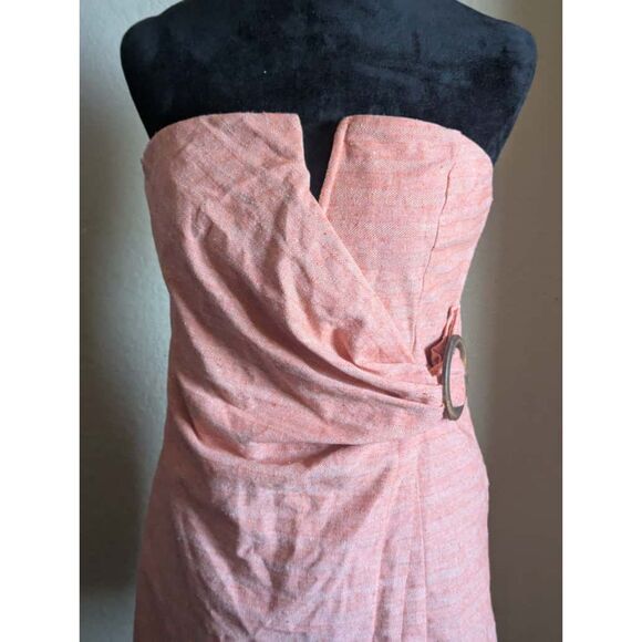 Line & Dot Linen Blend Strapless Mini Dress, Size M - Picture 3 of 8